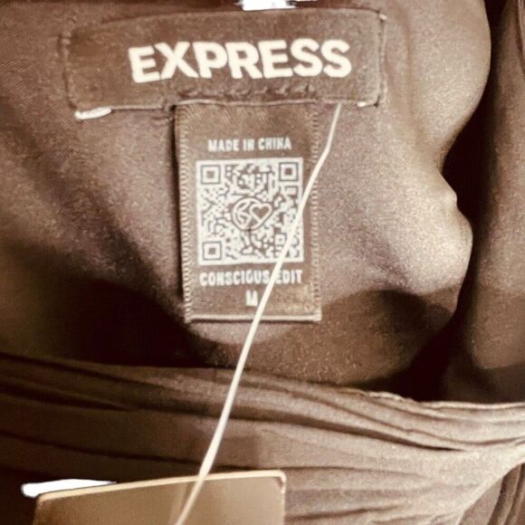 Express | One Puff Shoulder Ruched Ruffle Mini Dress Size M | NWT - Picture 5 of 13